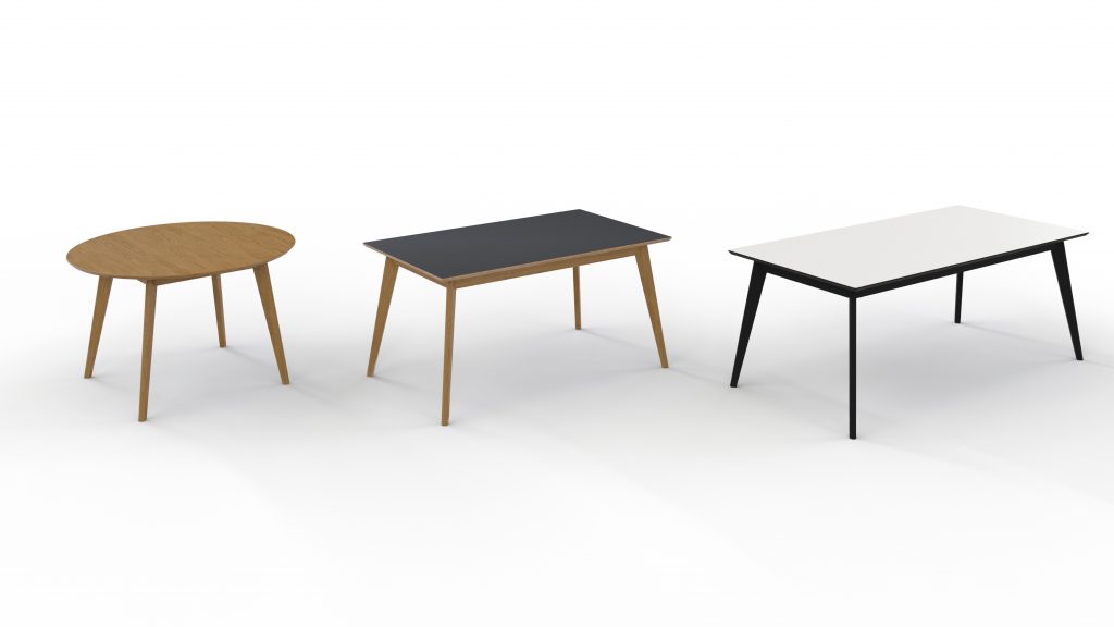 Fumac PM Danielsen Ansager. Spisebord med plade af sort linoleum |